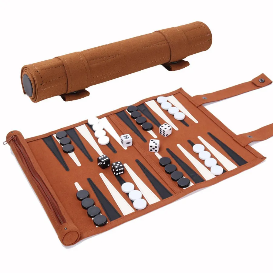 Backgammon de cuero enrollable