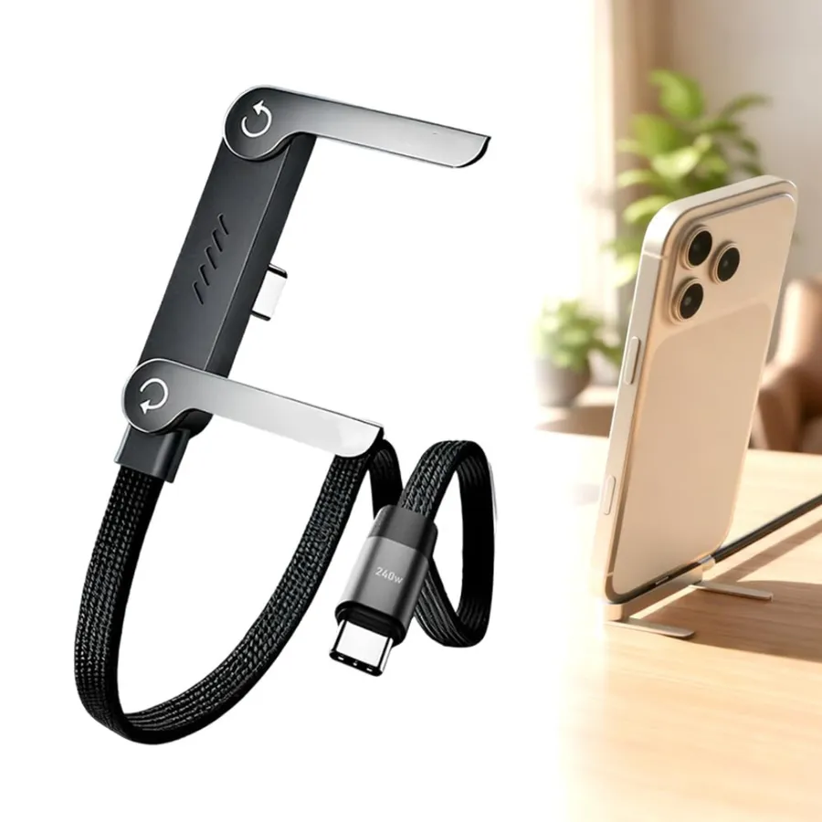 Cable USB-C con soporte plegable