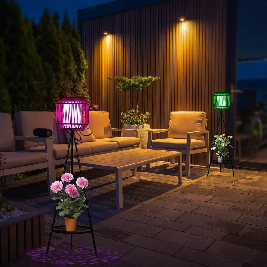 Faroles solares con base para plantas
