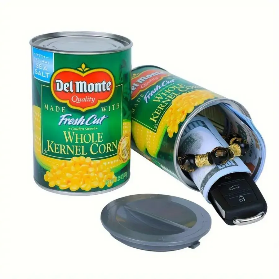 Lata de maíz con escondite