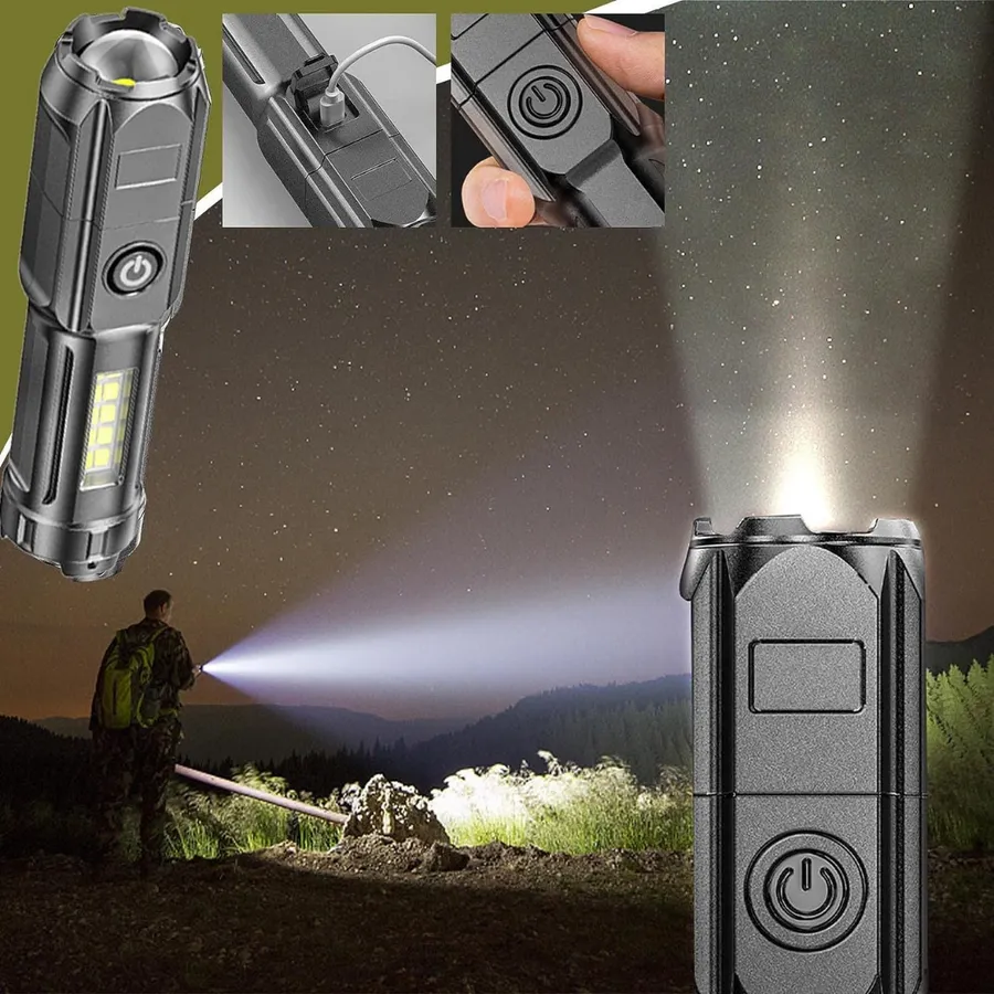 Linterna con zoom telescópico