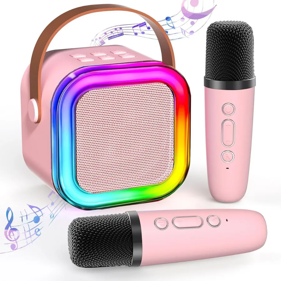 Mini karaoke portátil con micrófonos